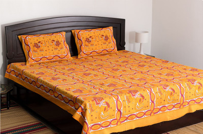 57% OFF on Vivid Rajasthan Cotton Animal Double Fitted Bedsheet