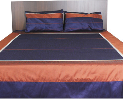 Furrball Bedspreads & More Silk Solid Queen Bedsheet 1 Bedspread, 2 Pillow Covers, Blue, Maroon