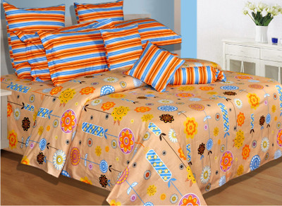 41% OFF on Salona Bichona Cotton Printed Double Bedsheet 1 Bedsheet, 2 Pillow Covers, Multicolor