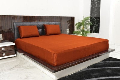 43% OFF on Hothaat Cotton Solid Double Fitted Bedsheet