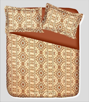 14% OFF on RR Textile House Cotton, Satin Printed Double Bedsheet 1 Bedsheet, 2 PillowCover, Brown