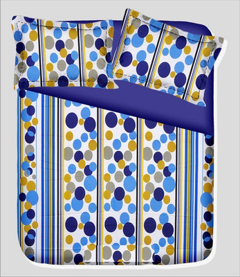 14% OFF on RR Textile House Cotton, Satin Printed Double Bedsheet 1 Bedsheet, 2 PillowCover, Blue