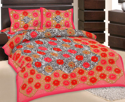 50% OFF on GRJ India Cotton Printed Double Bedsheet 1 Bedsheet, 2 Pillow Cover, Multicolor
