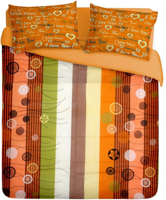 40% OFF on Cenizas Cotton Abstract Double Bedsheet 1 Double Bedsheet, 2 Pillow Covers, Yellow