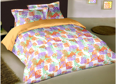 10% OFF on Raymond Cotton Printed Single Bedsheet 1 Bedsheet, 1 Pillow Cover, Purple||Orange||Green
