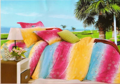 55% OFF on Solitaire Cotton Checkered, Striped Double Bedsheet