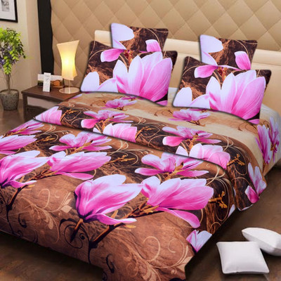 58% OFF on IWS Polycotton 3D Printed Double Bedsheet 1 Bedsheet, 2 Pillow Covers, Multicolor