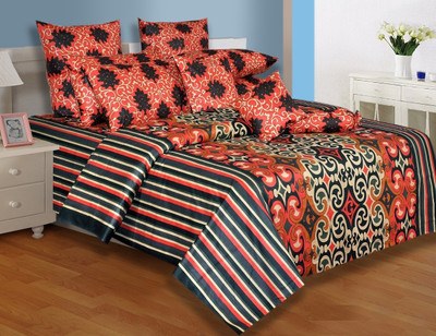 28% OFF on Salona Bichona Cotton Floral Single Bedsheet 1 Single Bedsheet, 1 Pillow cover, Black