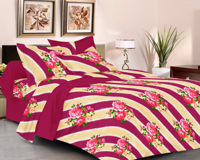 70% OFF on Valtellina Cotton Floral Double Bedsheet
