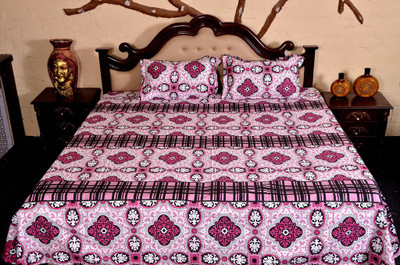 50% OFF on el Sandalo Cotton Printed Double Bedsheet 1 Double Bedsheet, 2 Pillow Cover, Multicolor