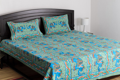 70% OFF on Vivid Rajasthan Cotton Animal Double Fitted Bedsheet