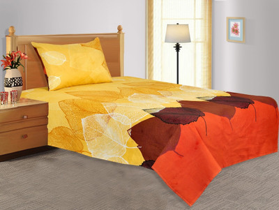 27% OFF on Salona Bichona Polycotton Abstract Single Bedsheet 1 Single Bedsheet, 1 Pillow Cover, Yellow