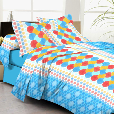 61% OFF on Lali Prints Cotton Floral Double Bedsheet 1 Bedsheet, 2 Pillow Covers, Blue