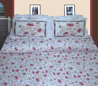 10% OFF on Petals Cotton, Satin Floral Double Bedsheet