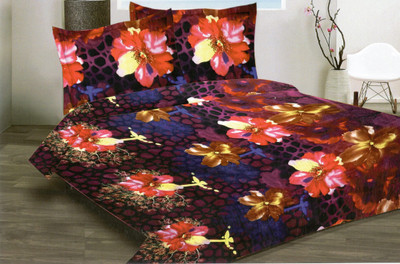 56% OFF on Komfort Linen Cotton Floral Double Bedsheet