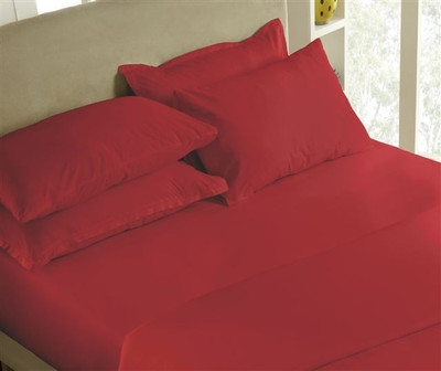 Maspar Cotton Solid King Bedsheet 1 Bedsheet, 1 Pillow Cover, Red