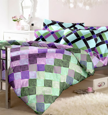 15% OFF on Raymond Cotton Printed Double Bedsheet 1Double Bedsheet, 2 Pillow Cover, Purple