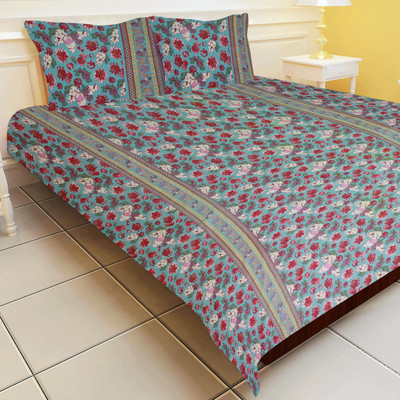 19% OFF on Morning Blossom Cotton Printed Double Bedsheet