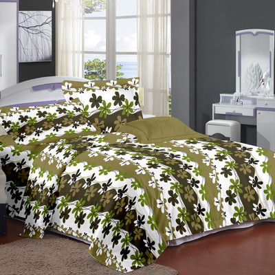 65% OFF on Ahmedabad Cotton Cotton Floral Single Bedsheet 1 single bedsheet & 1 pillow cover, Green, White