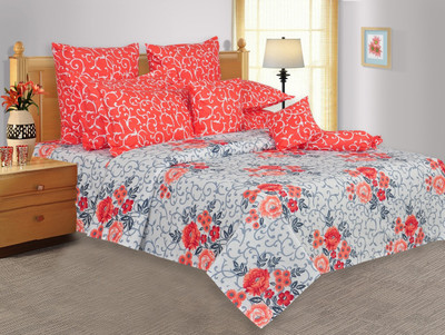 33% OFF on Salona Bichona Cotton Floral Double Bedsheet 1 Double Bedsheet, 2 Pillow covers, White