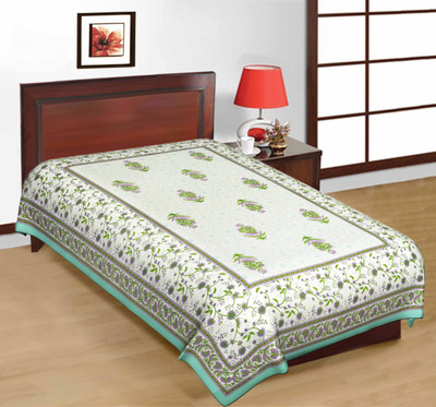 65% OFF on Kismat Collection Cotton Printed Single Bedsheet 1 Bedsheet, Green