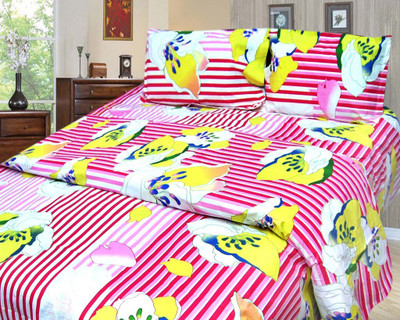 41% OFF on Cosmosgalaxy Cotton Floral Double Bedsheet