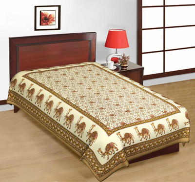 50% OFF on Kismat Collection Cotton Printed Single Bedsheet Bedsheet, Brown