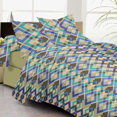 61% OFF on Lali Prints Cotton Floral Double Bedsheet 1 Bedsheet, 2 Pillow Covers, Blue