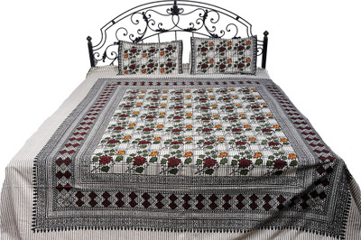 16% OFF on Exotic India Cotton Striped Single Bedsheet 1 Bedspread, 2 Pillow Covers, White