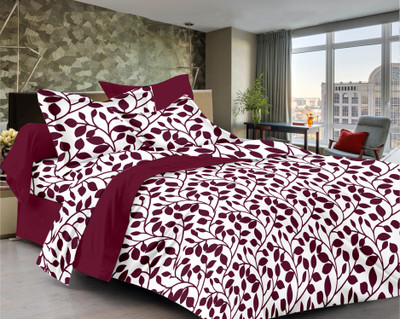 71% OFF on Ahmedabad Cotton Cotton Floral Single Bedsheet 1 Single Bedsheet & 1 Pillow Cover, Maroon