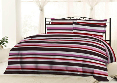 31% OFF on Bombay Dyeing Cotton Striped Double Bedsheet 1Double Bedsheet, 2Pillow Cover, Pink