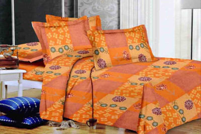 50% OFF on Floorfashion Cotton Abstract Double Bedsheet 1 Bedsheet, 2 Pillow covers, Multicolor