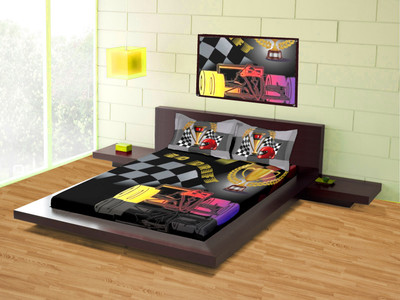 15% OFF on Raymond Cotton Printed Single Bedsheet 1 Bedsheet, 2 Pillow Cover, Grey