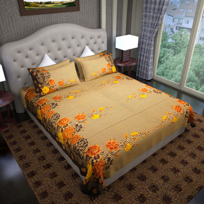 67% OFF on Graffiti Home Cotton Striped Double Bedsheet