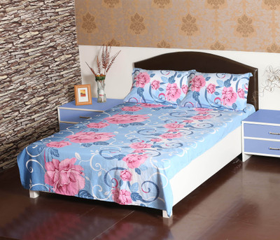 60% OFF on Aalidhra Polyester Silk Blend Floral Double Bedsheet