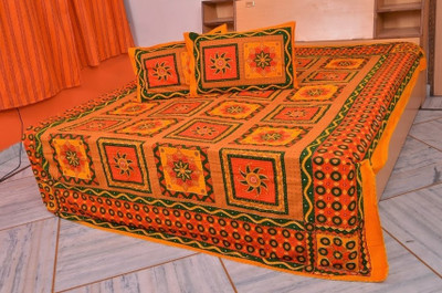 60% OFF on Handicana Cotton Printed Double Fitted Bedsheet