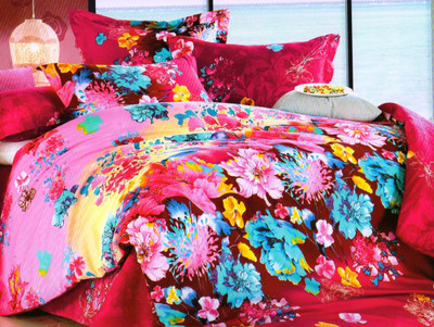 70% OFF on Rose Petal Polyester Graphic Double Bedsheet