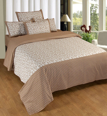 31% OFF on Hargunz Cotton Trellis Double Bedsheet 1 Bedsheet, 2 Pillow Covers, Brown