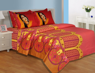 28% OFF on Salona Bichona Cotton Printed Single Bedsheet 1 Bedsheet, 1 Pillow Cover, Red