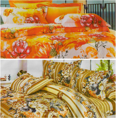 59% OFF on Enogme Polyester Floral Double Bedsheet 2 Double Bedsheet, 4 Pillow Covers, Multicolor