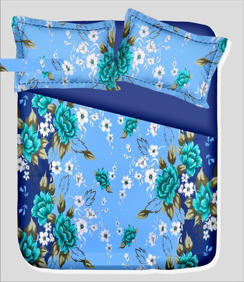 14% OFF on RR Textile House Cotton, Satin Printed Double Bedsheet 1Bedsheet, 2PillowCover, Blue