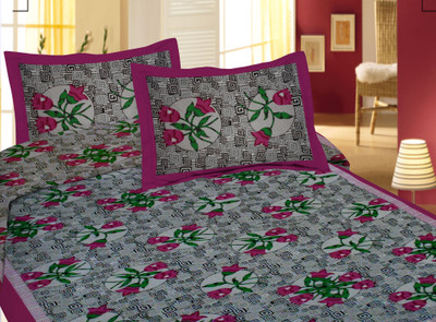 60% OFF on Lali Prints Cotton Printed Single Bedsheet 1 Bedsheet, 1 Pillow Cover, Pink