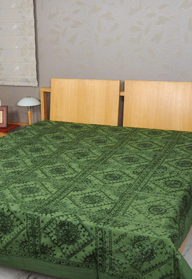 53% OFF on Rajrang Cotton Abstract Double Bedsheet 1 Bedsheet, Green