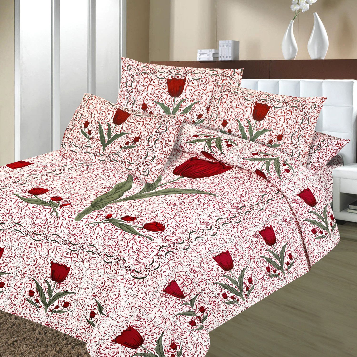 46% OFF on Aapno Rajasthan Cotton Floral Double King Bedsheet