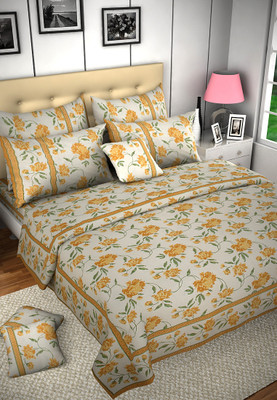 15% OFF on Shilpi Cotton Floral Double Bedsheet Multicolor