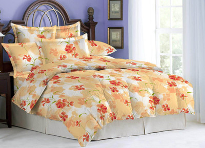 40% OFF on Bombay Dyeing Cotton Floral Double Bedsheet 1Double Bedsheet, 2Pillow Cover, Orange