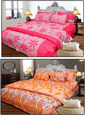 38% OFF on JBG Home Store Cotton Floral King Bedsheet 2 Bedsheets, 4 Pillow Covers, Multicolor