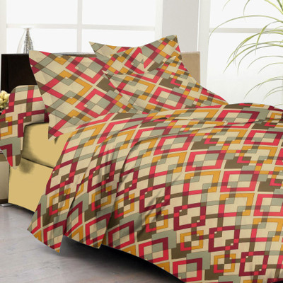 61% OFF on Lali Prints Cotton Floral Double Bedsheet 1 Bedsheet, 2 Pillow Covers, Red