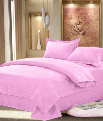 62% OFF on Shopgrab Cotton Striped Double Bedsheet 1 bed sheet with 2 pillow cover, Pink