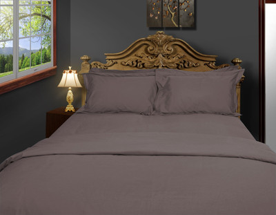 Just Linen Cotton Solid Extra Large Bedsheet 1 Double Flat Sheet, 2 Regular Size Pillow Covers, Grey